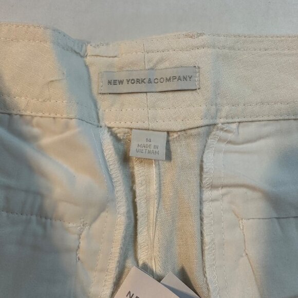 New York and Company NY&Co Womens 14 White Linen Belted 4 Inch Shorts NWT - Picture 4 of 9